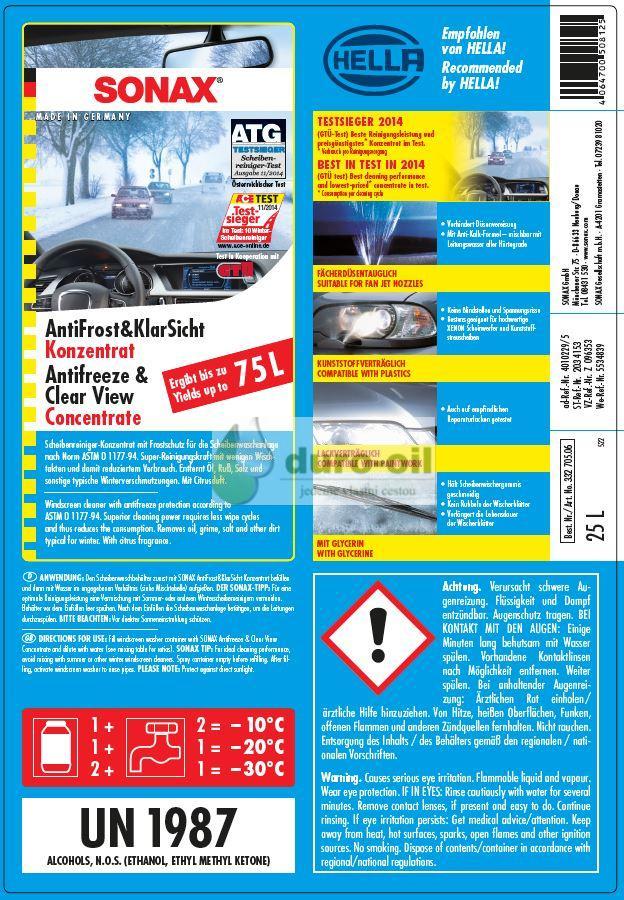 SONAX nemrznoucí směs do ostřikovačů-koncentrát (25L)